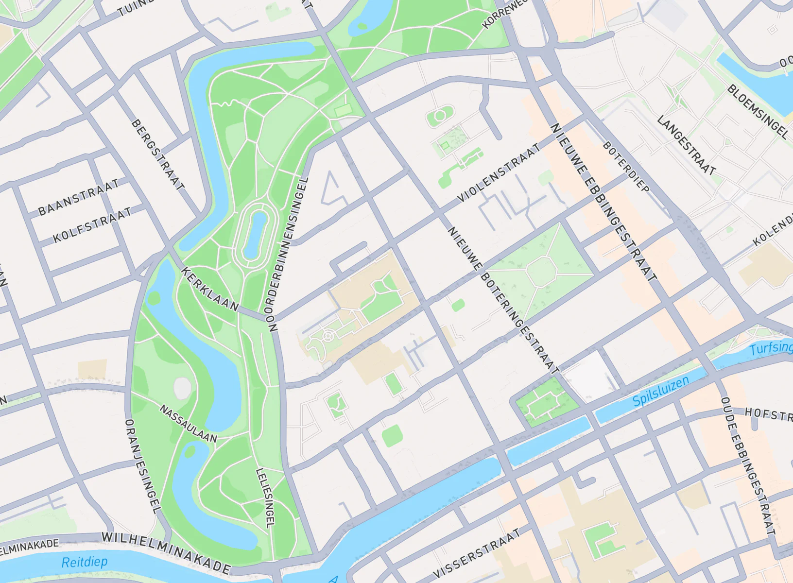 Kaart van het Noorderplantsoen in Groningen